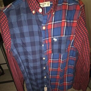 Abercrombie Kids Men's Blue and Red Plaid Shirt